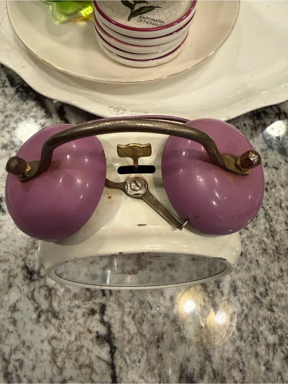 Disney Minnie Mouse Purple & White Twin-Bell Wall Clock